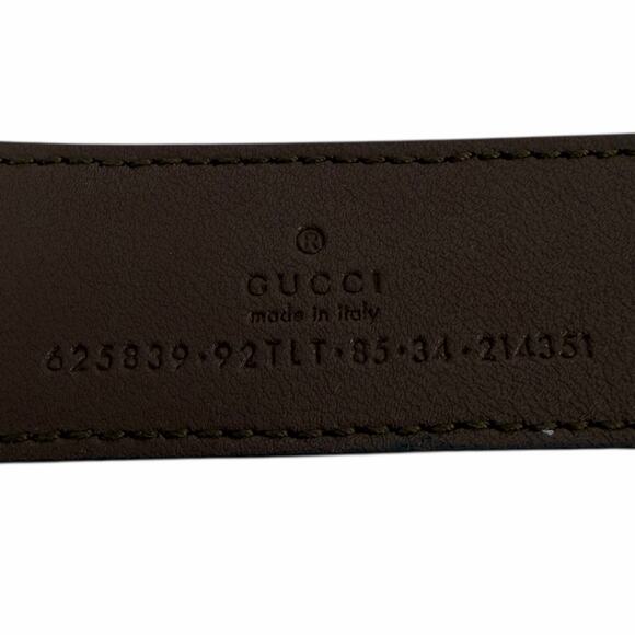 Gucci Canvas Monogram GG Buckle Supreme Leather Belt Brown Size 85cm/34\